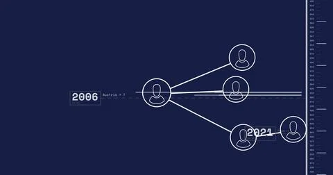 Image of data processing and media icons on blue background Stock Photos