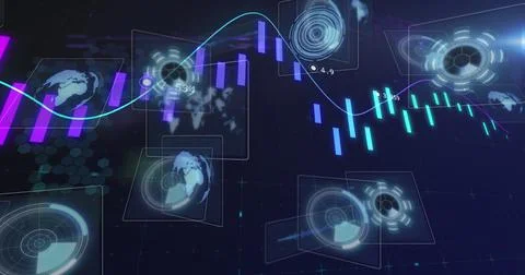 Image of data processing and moving screens イラスト素材