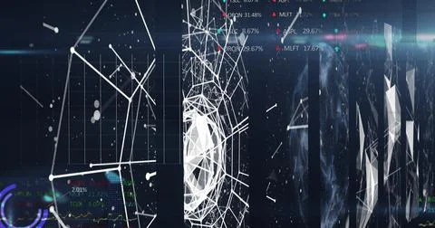 Image of data processing and network of connections on black background Stock Illustration