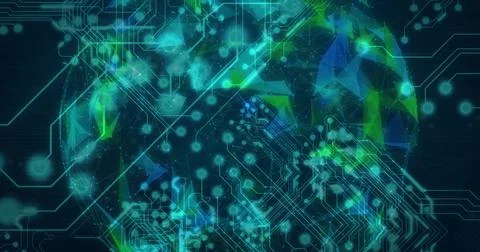 Image of data processing and network of connections over globe Stock Illustration