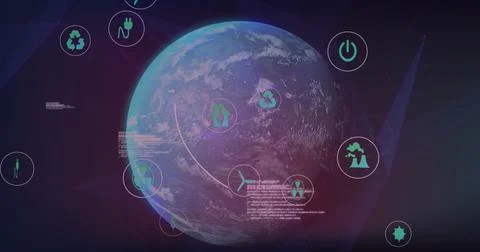 Image of data processing and network of connections over globe Stock Illustration