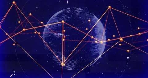 Image of data processing and network of connections over globe Stock Illustration