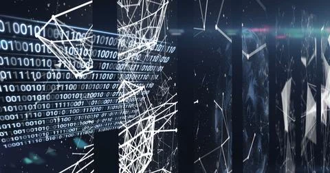 Image of data processing and network of connections over dark background 스톡 일러스트