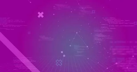 Image of data processing and network of connections over pink background Stock Photos