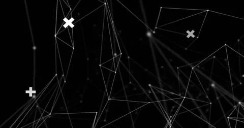 Image of data processing and network of connections with spots Stockfoto's