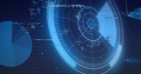 Image of data processing and network of connections over scope scanning 写真素材