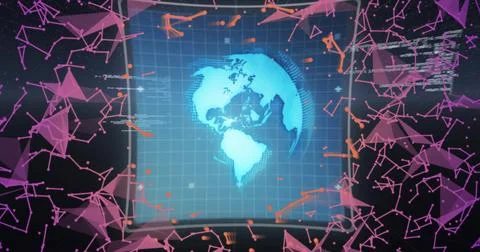 Image of data processing and network of connections over globe 스톡 사진
