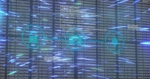 Image of data processing and network of connections over blue background 스톡 사진