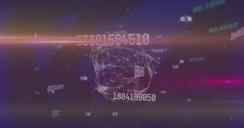 Image of data processing and network of connections over world map 写真素材