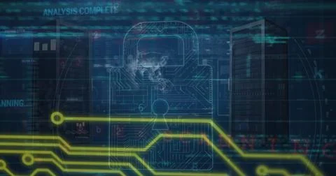 Image of data processing and networks of connections over grind Stock Photos