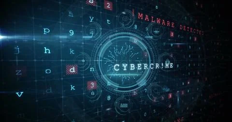 Image of data processing and padlock over black background Stock Photos