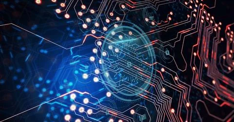 Image of data processing and padlock over black background Foto stock