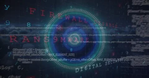 Image of data processing and scan scoping over dark background 스톡 일러스트