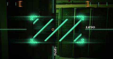 Image of data processing and scanner over server room Stock Illustration