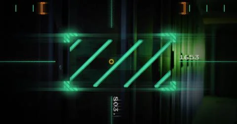 Image of data processing and scanner over server room Stock Illustration
