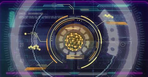 Image of data processing and scope scanning over interference Stock Illustration