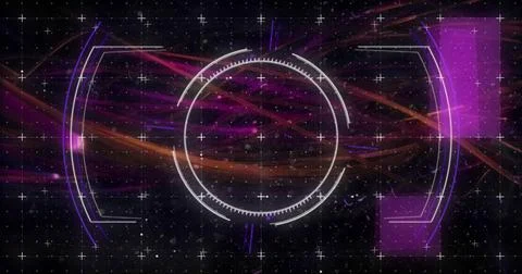 Image of data processing and scope scanning on black background イラスト素材