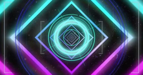 Image of data processing and scope over dark background Stockillustratie