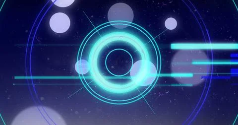 Image of data processing and scope over dark background Stock Illustration