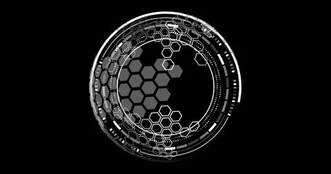 Image of data processing and scope scanning over black background Stock Photos