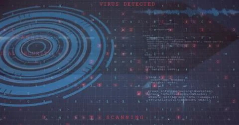 Image of data processing and scope scanning over security texts Foto stock
