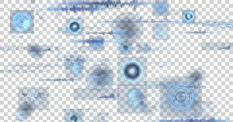 Image of data processing and scopes scanning on screens on black background Illustrazione stock