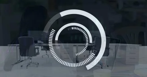 Image of data processing and security safe over office Stock Illustration