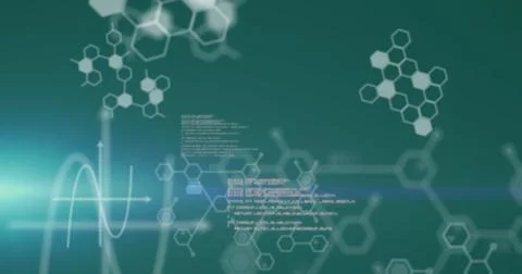 Image of data processing and shapes on black background Stockillustratie