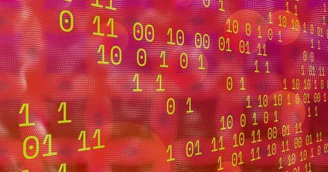 Image of data processing and shapes on red background Illustrazione stock