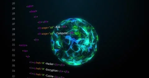 Image of data processing and shapes on black background Illustrazione stock