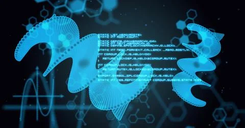 Image of data processing and shapes over chemical formula Stock Illustration