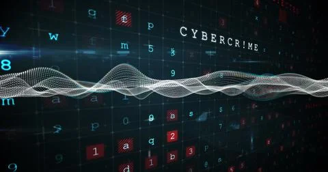 Image of data processing and shapes on black background 스톡 일러스트