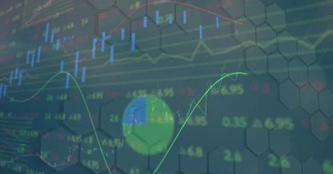 Image of data processing and shapes on white background Illustrazione stock