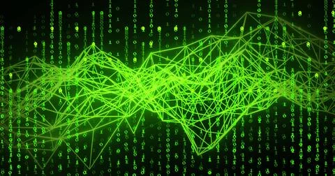 Image of data processing and shapes on black background 스톡 일러스트