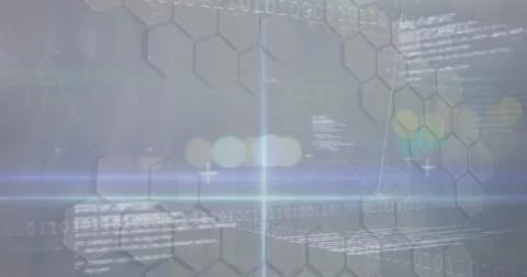 Image of data processing and shapes on white background Stock Photos