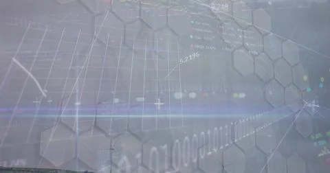 Image of data processing and shapes on white background 스톡 사진