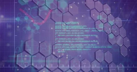 Image of data processing and shapes on black background Stock Photos