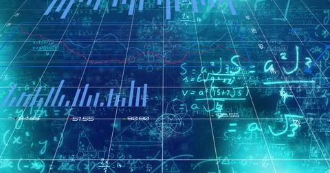 Image of data processing and shapes over digital lorry on blue background Stock Photos