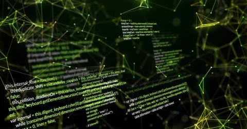 Image of data processing and shapes over black background Foto stock