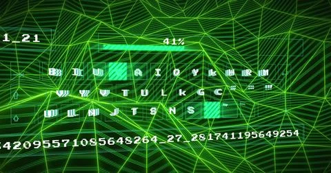 Image of data processing and shapes on black background Stock Photos