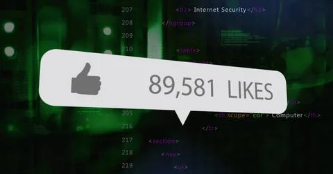 Image of data processing and social media icon and text Foto stock