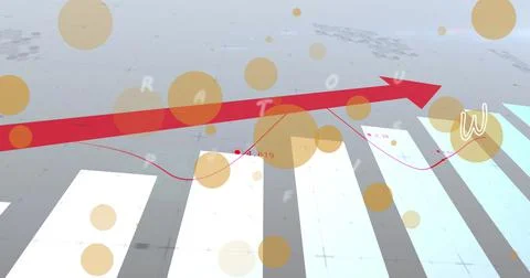 Image of data processing and spots on black background Stock Illustration