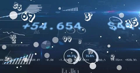 Image of data processing and spots on blue background イラスト素材