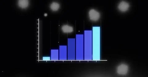 Image of data processing and spots over black background Stock Illustration