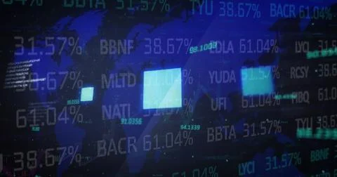 Image of data processing and squares loading over world map Illustrazione stock