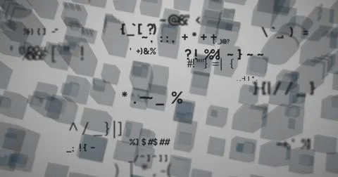 Image of data processing and squares over white background Foto stock