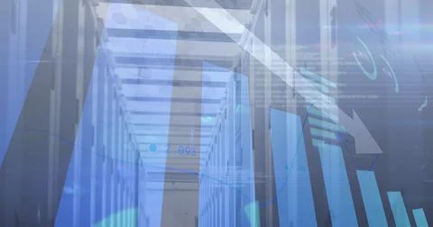 Image of data processing and statistics recording over computer servers Stock-Illustration