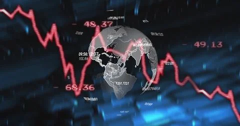 Image of data processing and statistics over globe Illustrazione stock