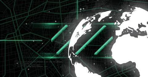 Image of data processing and statistics over globe 스톡 일러스트