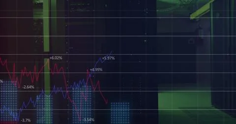 Image of data processing and statistics recording over computer servers 写真素材